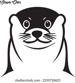 Simple otter face black and white illustration