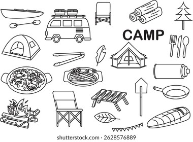 Simple outdoor camping leisure set illustration