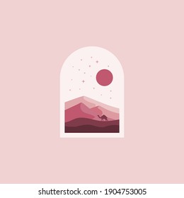 Simple outdoor logo. Desert landscape illustration.
