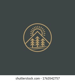 logotipo simple al aire libre con una línea