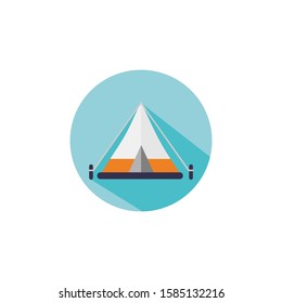 simple outdoor tent icon in flat design style