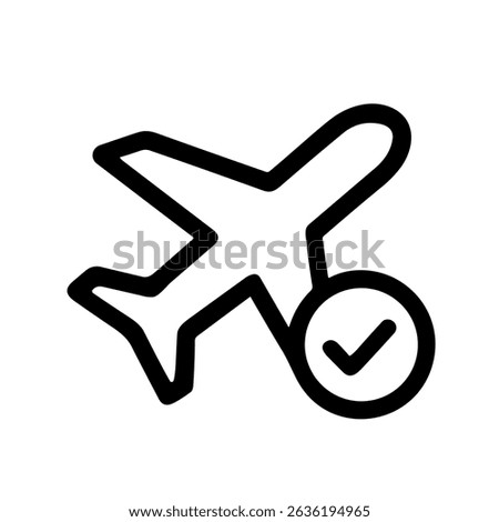 Simple Outline Aircraft Airplane Checkmark Sign Aviation Transportation Icon