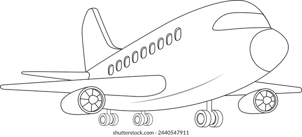 Simple outline of an airplane on a white background