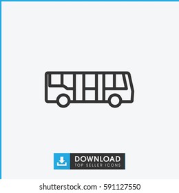 Simple outline airport bus vector icon. On white background.