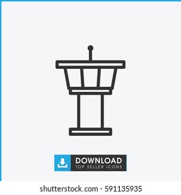 Simple outline airport tower vector icon. On white background.