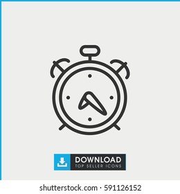 Simple outline alarm vector icon. On white background.