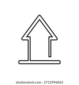 Einfaches Konturpfeil-Symbol für Navigation oder Bildlauf nach oben auf weißem Hintergrund