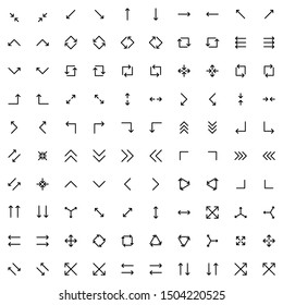 simple outline arrow icons set suitable for web, app, software user interface icon editable stroke.