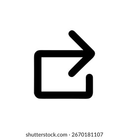 Simple Outline Arrow Square Right Direction Sign Symbol Icon