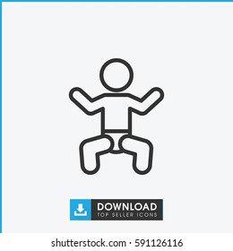Simple outline baby vector icon. On white background.