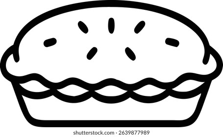 Simple Outline Baked Pie Dessert Icon Illustration