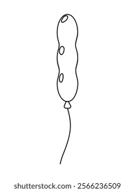 Simple outline of a balloon floating against a plain background with a thin string attached