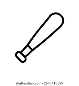 Simple Outline Baseball Bat Equipment Line Art Icon Graphic