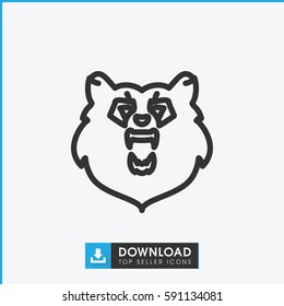 Simple outline bear vector icon. On white background.