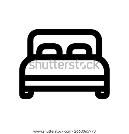 Simple Outline Bed Illustration Sleep Accommodation Furniture Icon Symbol