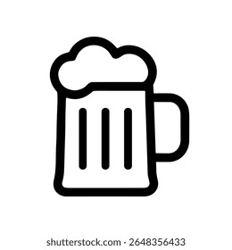 Simple Outline Beer Mug with Foam Drink Icon Design Element