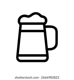 Simple Outline Beer Mug with Foam Minimalist Symbol Icon Graphic