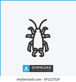 Simple outline beetle vector icon. On white background.