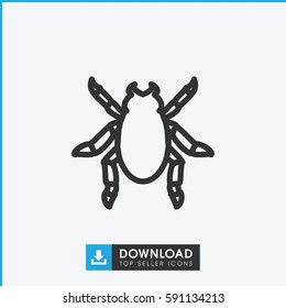 Simple outline beetle vector icon. On white background.