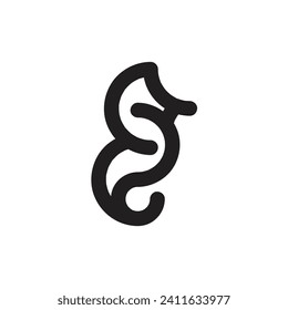simple outline of big seahorse logo vector