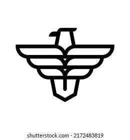 pájaro de contorno simple con el logotipo de alas elegantes