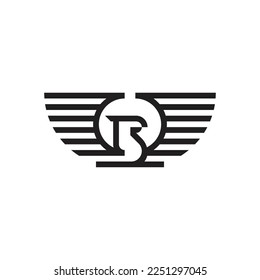 contorno simple del ave con el logotipo de alas de rayas vectores