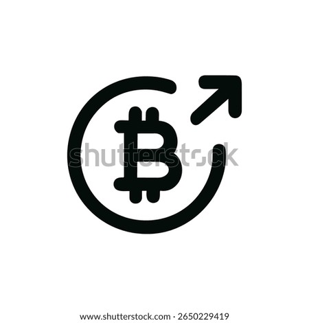 Simple Outline Bitcoin Circle with Upward Arrow Currency Illustration