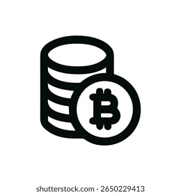 Simple Outline Bitcoin Stack Coin Digital Currency Financial Icon Symbol