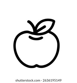 Simple Outline Black Apple Fruit Icon Freshness Ingredient Healthy Food