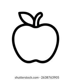 Simple Outline Black Apple Fruit Food Element Icon Illustration