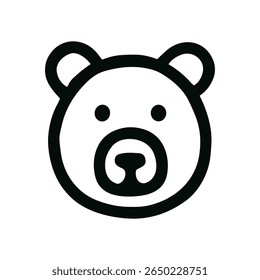 Simple Outline Black Bear Head Face Cute Animal Icon