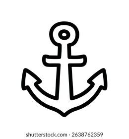 Simple Outline Black Line Drawing Anchor Nautical Maritime Symbol Icon