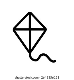 Simple Outline Black and White Kite Toy Flying Equipment Icon