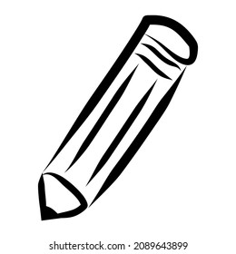 Simple outline black and white pencil icon. Hand-drawn vector painting tool