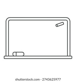 Simple outline of a blackboard with chalk, ready for writing educational content or messages.