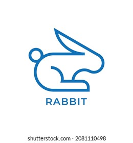 vector de logotipo de conejo azul de contorno simple