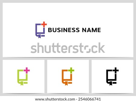 Simple Outline Book Plus Sign Logo Design