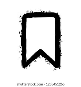 simple outline bookmark. Black ink with splashes on white background
