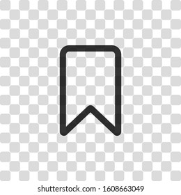 simple outline bookmark. Black symbol on transparency grid