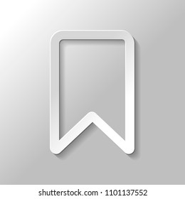 simple outline bookmark. Paper style with shadow on gray background