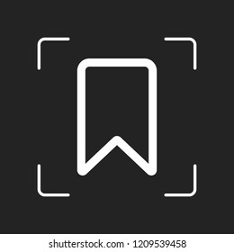 simple outline bookmark. White object in camera autofocus on dark background