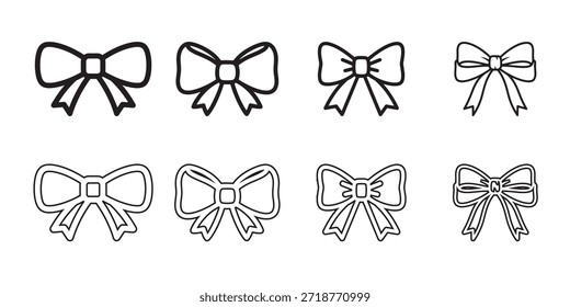 Simple Outline Bow Illustrations Collection ribbon