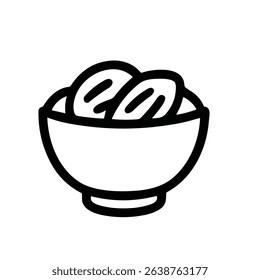 Simple Outline Bowl of Dates Middle Eastern Ramadan Food Icon