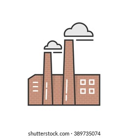 simple outline brick factory icon. concept of infographic element, hazardous emission, tower, distillery, chimney. flat style trend modern logotype design vector illustration on white background