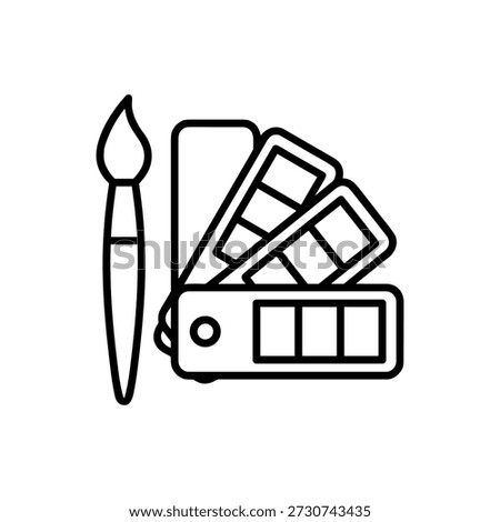 Simple Outline Brush and Color Swatch Minimalist Palette Icon Design