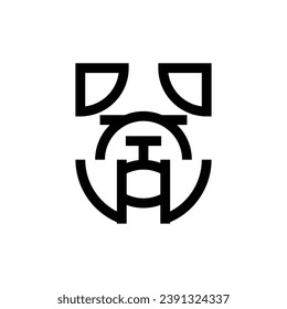 simple outline of bulldog face logo vector