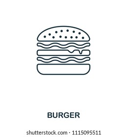 Simple outline Burger icon. Pixel perfect linear element. Burger icon outline style for using in mobile app, web UI, print.