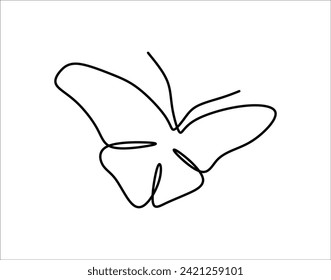 Einfache Übersicht über Schmetterlinge. Kontinuierliche Linie des Fliegens Schmetterling. Schöne Butterfly Line Art.