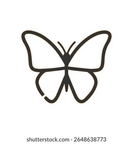 Simple outline of a butterfly with dark gray wings and an orange border