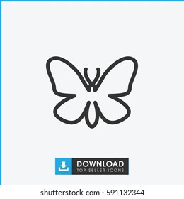 Simple outline butterfly vector icon. On white background.
